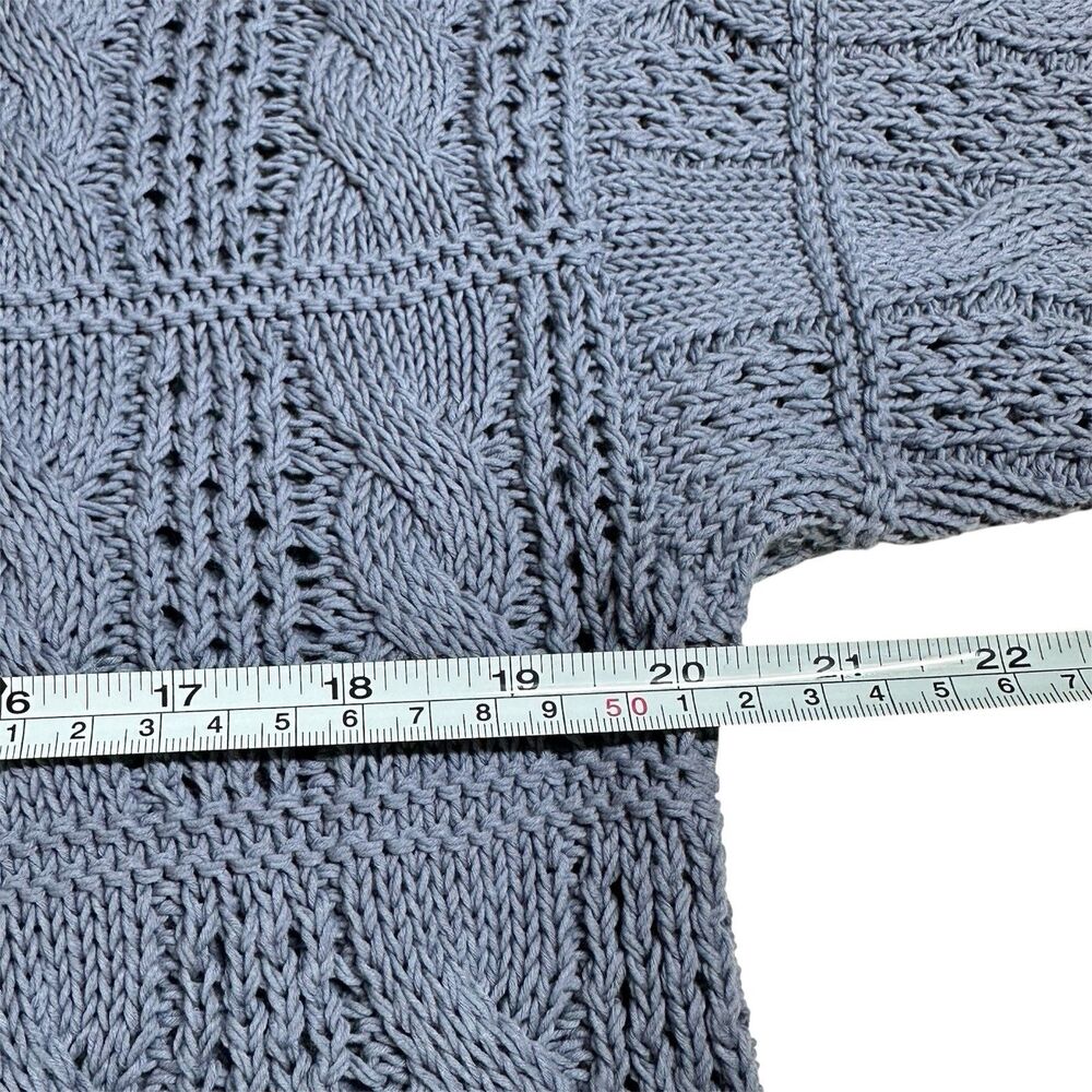 Madewell Blue Open Stitch Cable Knit Cotton Cardigan Sweater Sz M Timeless Cold - Picture 7 of 10
